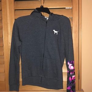 Grey Jacket with flower detail on the sleeves